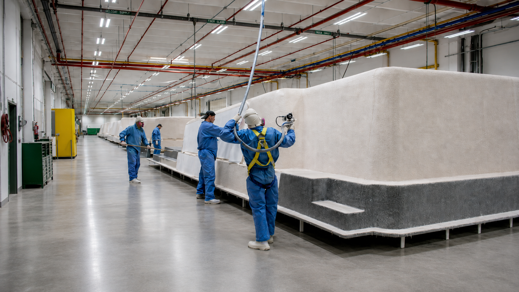 Produção de piscinas Elegance em ambiente industrial controlado